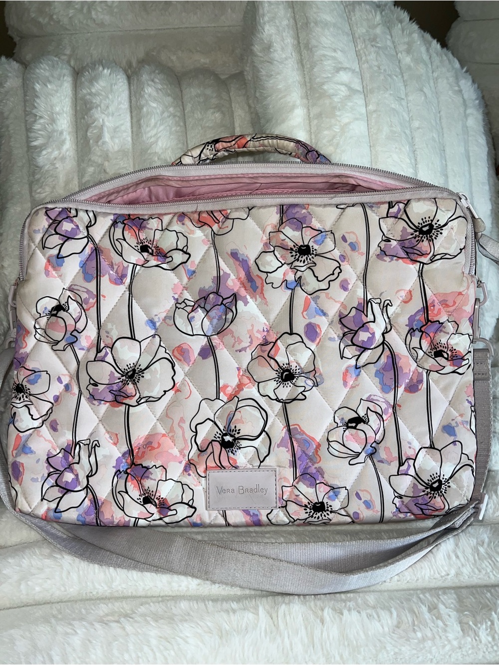 Vera Bradley Pastel Floral Quilted Laptop Bag in Pink and Purple